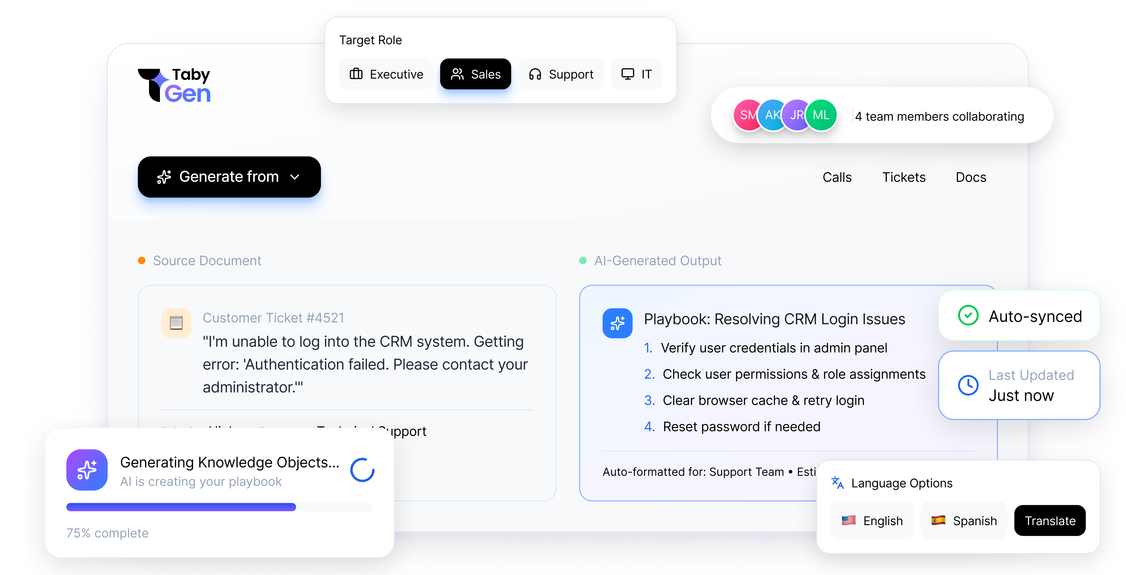 TabyGen Platform Mockup
